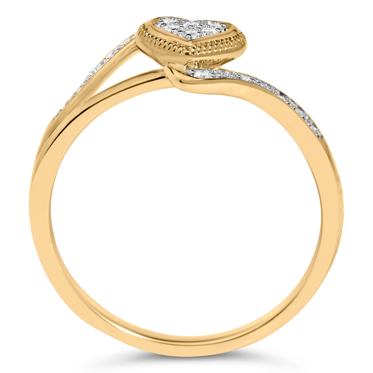 14K Yellow Gold Plated .925 Sterling Silver Diamond Accent Filigree Heart Promise Ring (I-J Color, I3 Clarity)- Size 7