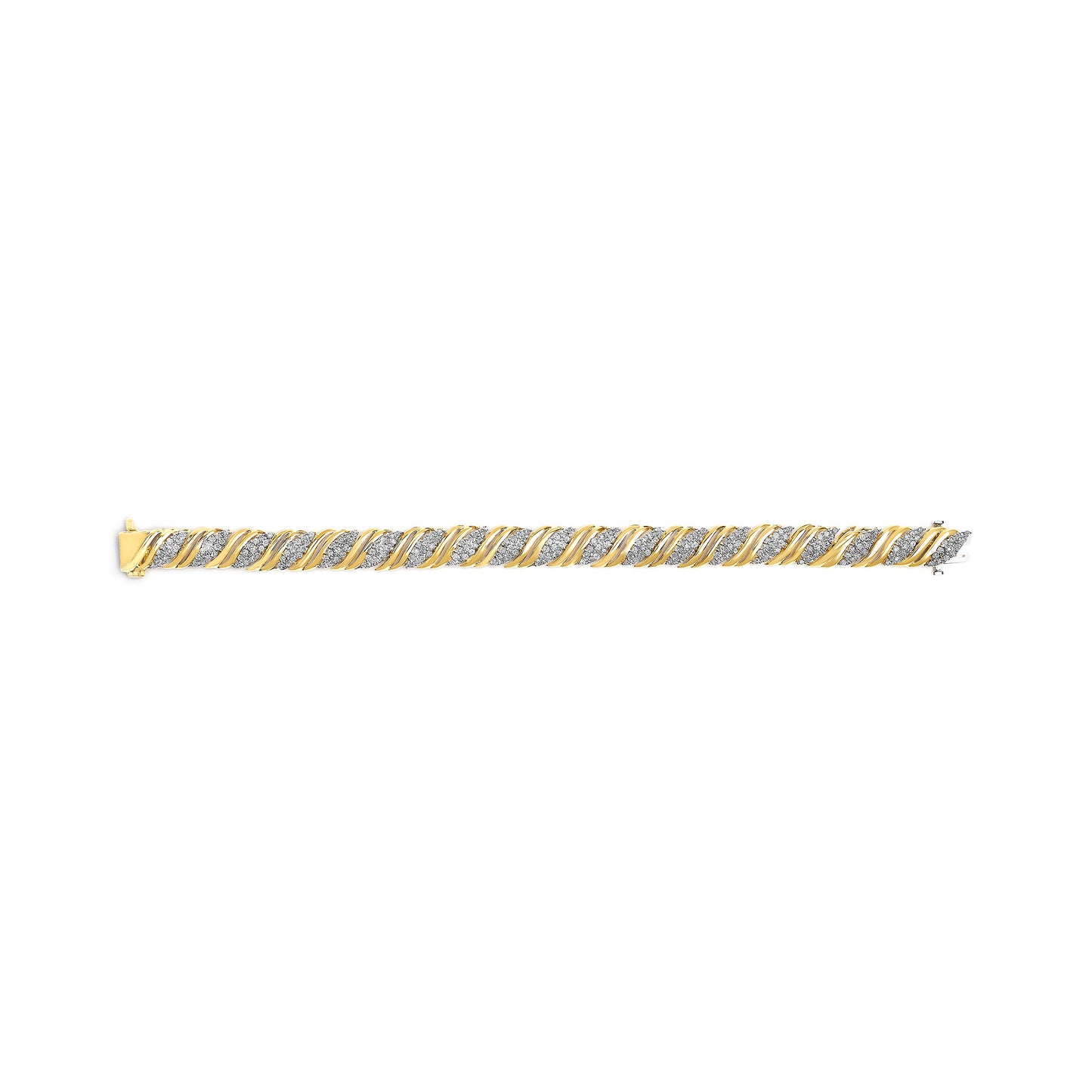 10K Yellow Gold 2.0 Cttw Diamond S-Link Twist Design Link Bracelet