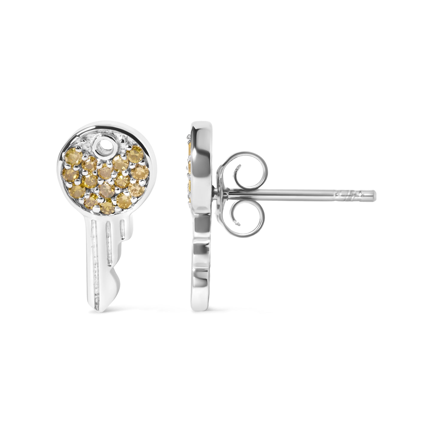 925 Sterling Silver 1/6ct TDW Yellow Treated Diamond Charm Earrings