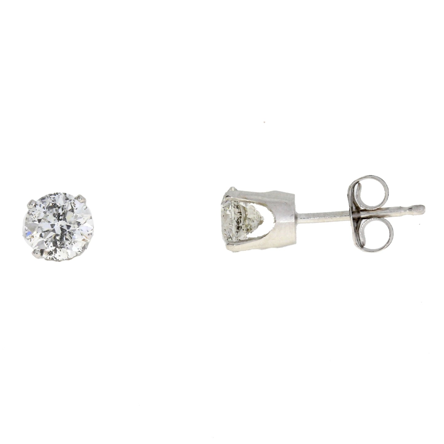 Genuine 1.00ct Diamond Stud Earrings 14KT White Gold