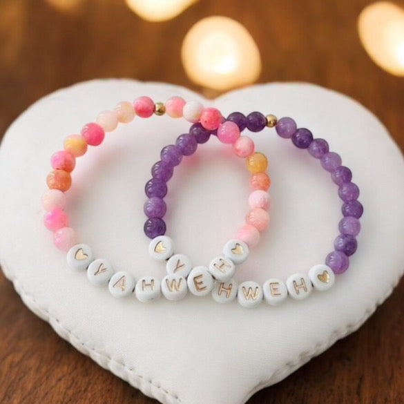 YAHWEH Pink Purple Marble Bracelet | Beautiful Faith-Inspired Jewelry