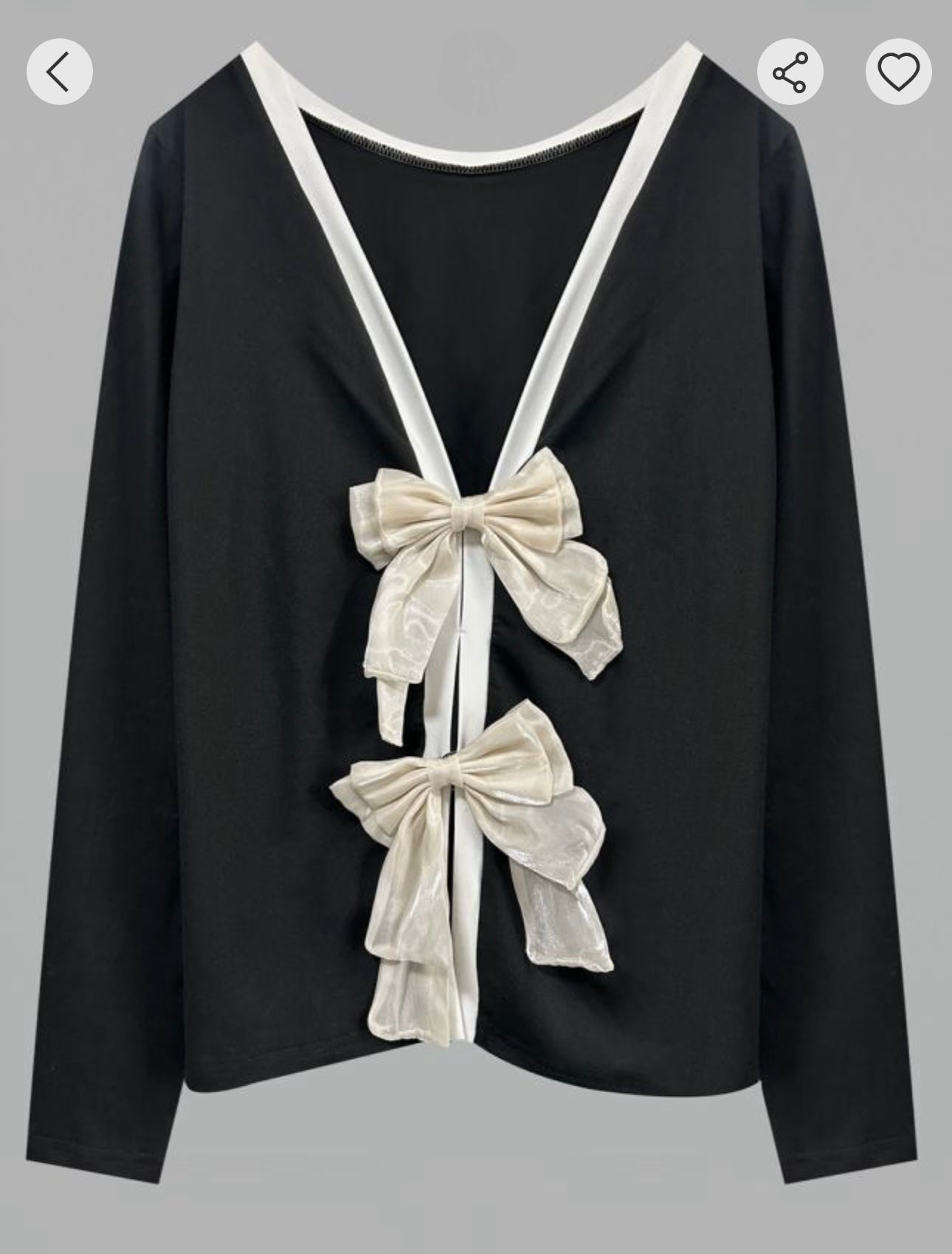 Black bow tie L/S top