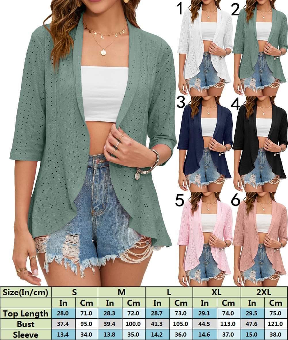 LIGHTWEIGHT SUMMER CARDIGAN LONG SLEEVE OPEN FRONT