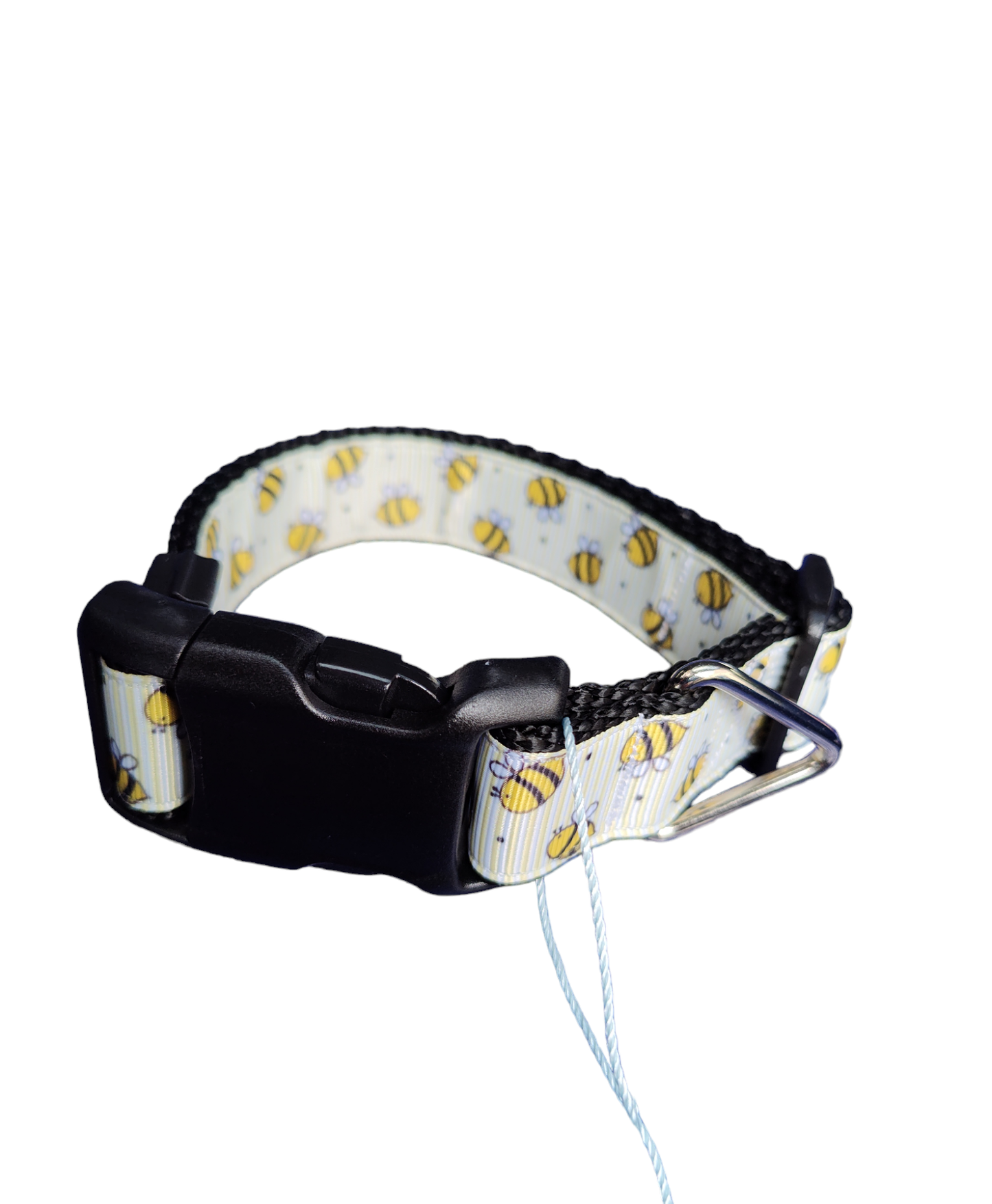 Yellow Bees Black Nylon Dog Collar MD, LG, XL, Leash