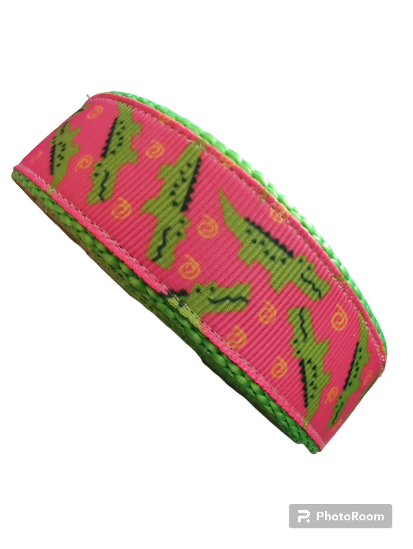 Pink Alligator Neon Green Nylon Dog Collar MD, LG, XL, Leash