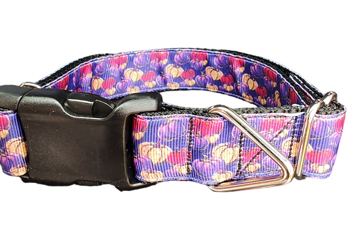 Halloween Purple Pumpkin Patch Nylon Dog Collar