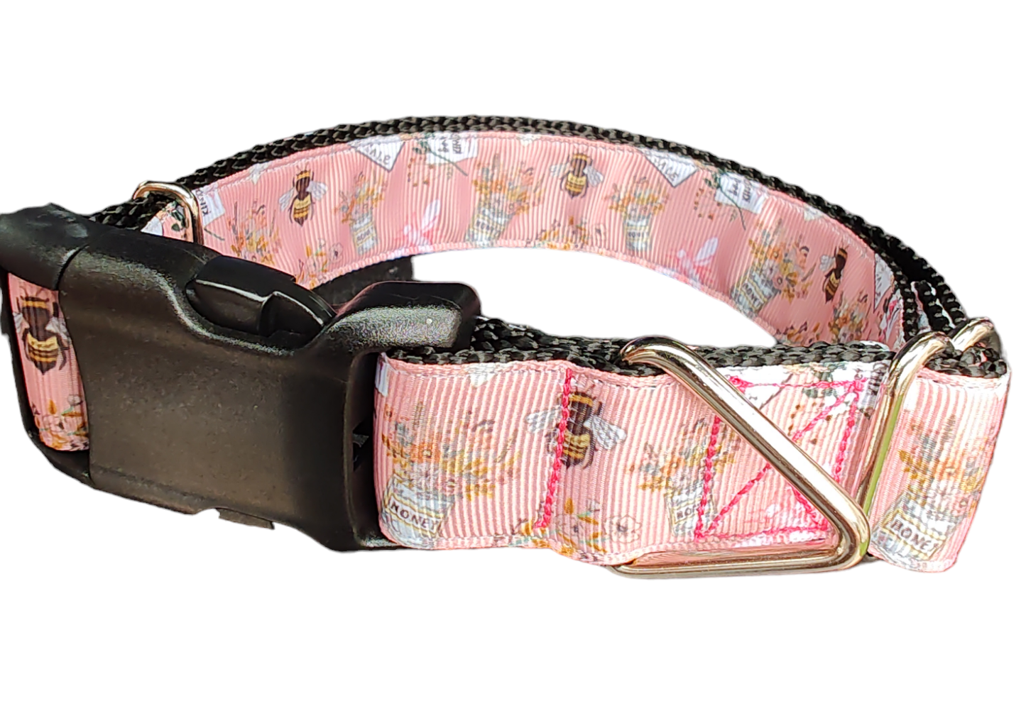 Flower Market Bees Nylon Dog Collar