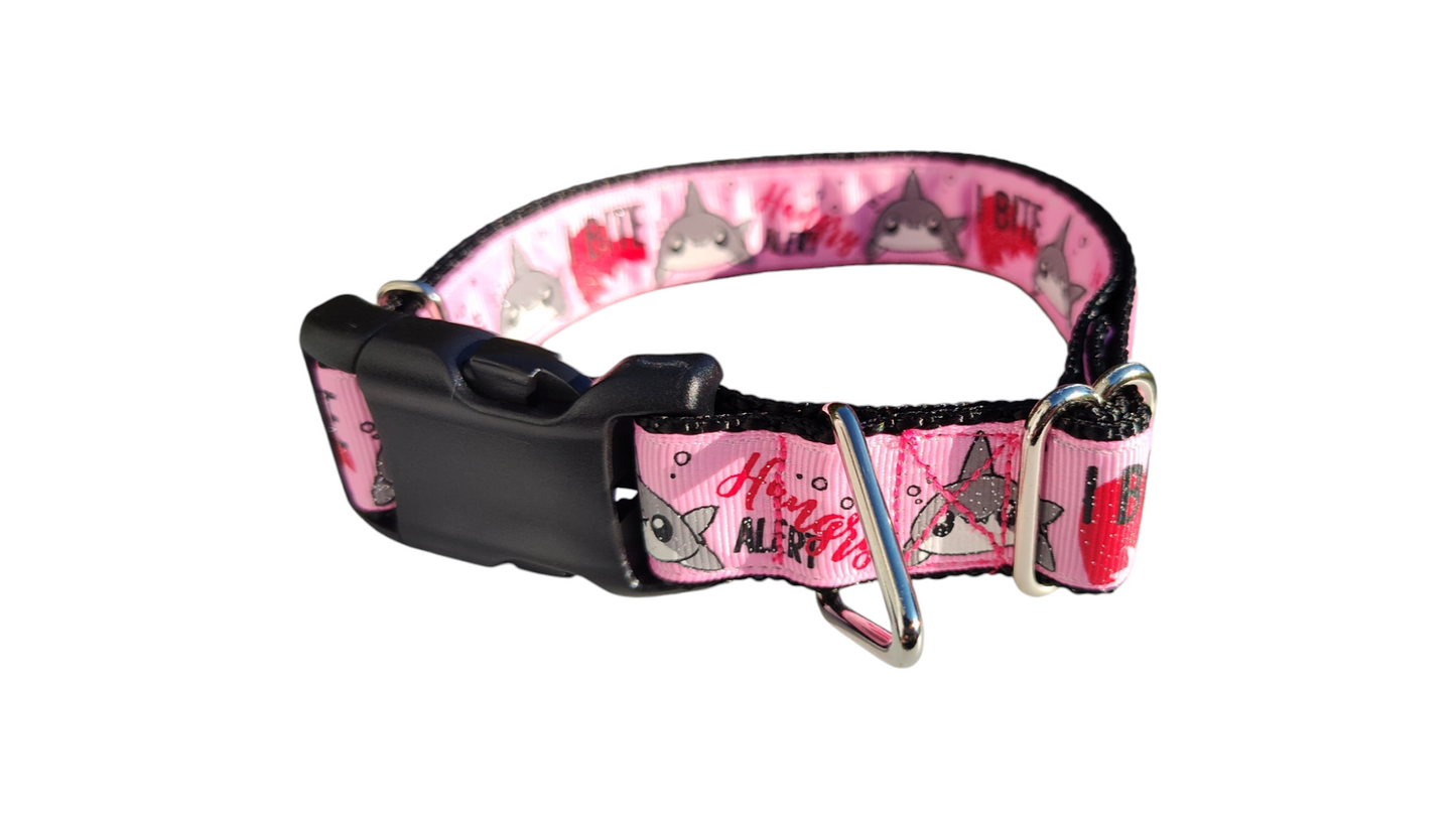 Hangry Shark Glitter Nylon Dog Collar