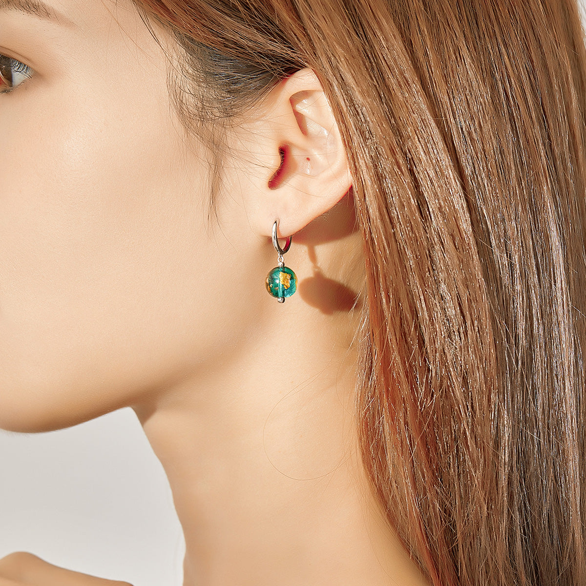 925 Sterling Silver Earrings with Glass Bead for Women
