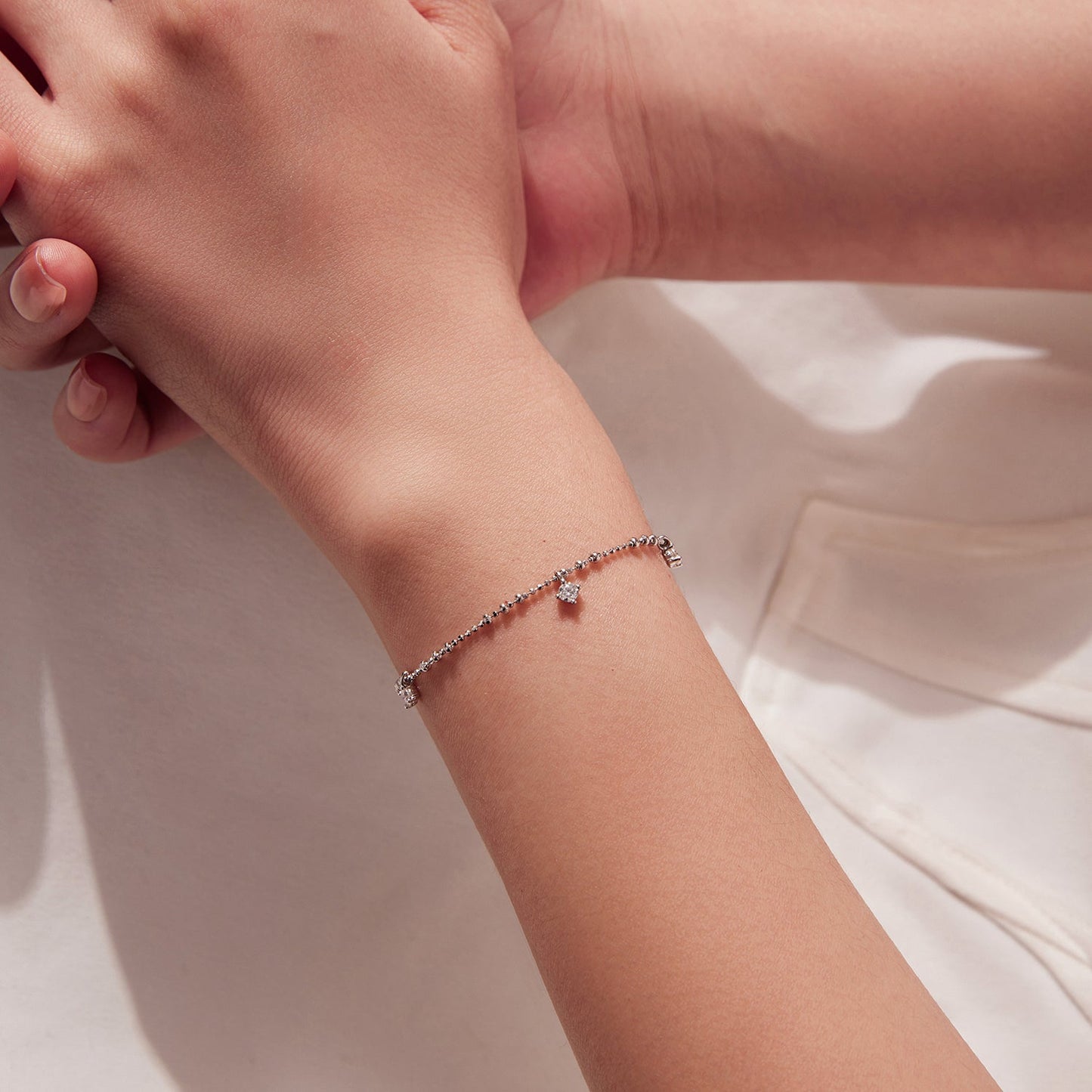 925 Sterling Silver & Moissanite Bracelet for Women - 15+6cm, Plated White Gold
