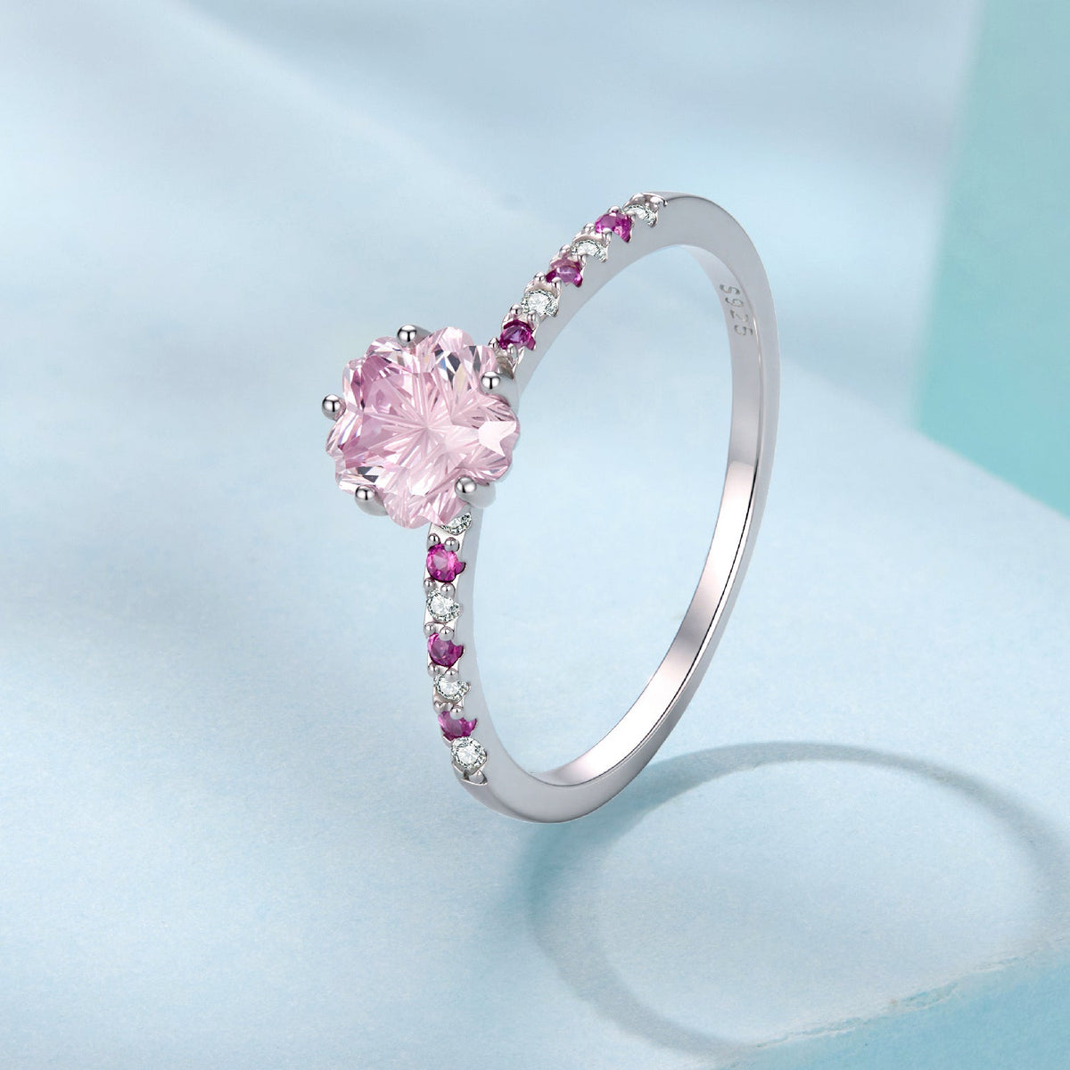 925 Sterling Silver White Gold Plated Pavé CZ 0.6cm Ring Size 6 for Women