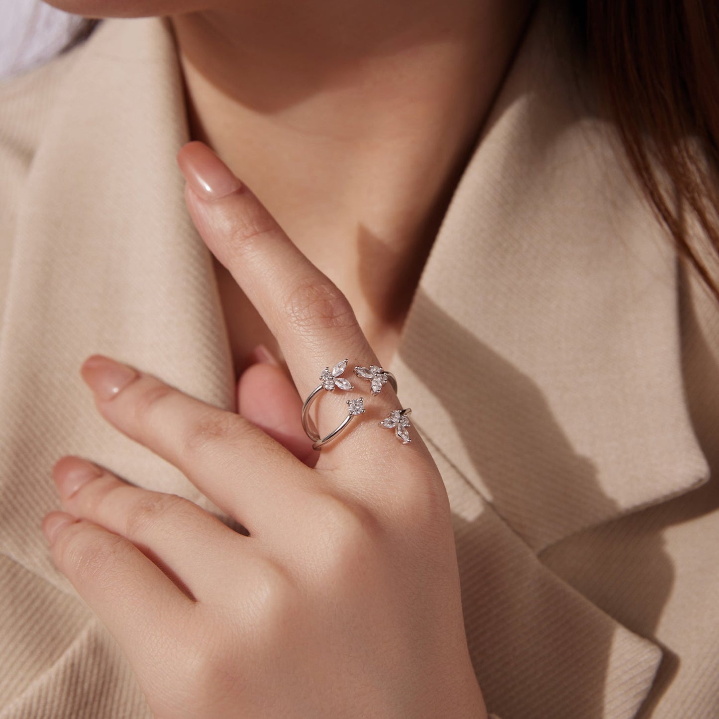 925 Sterling Silver Pavé Setting CZ White Gold Plated Ring 0.18cm for Women