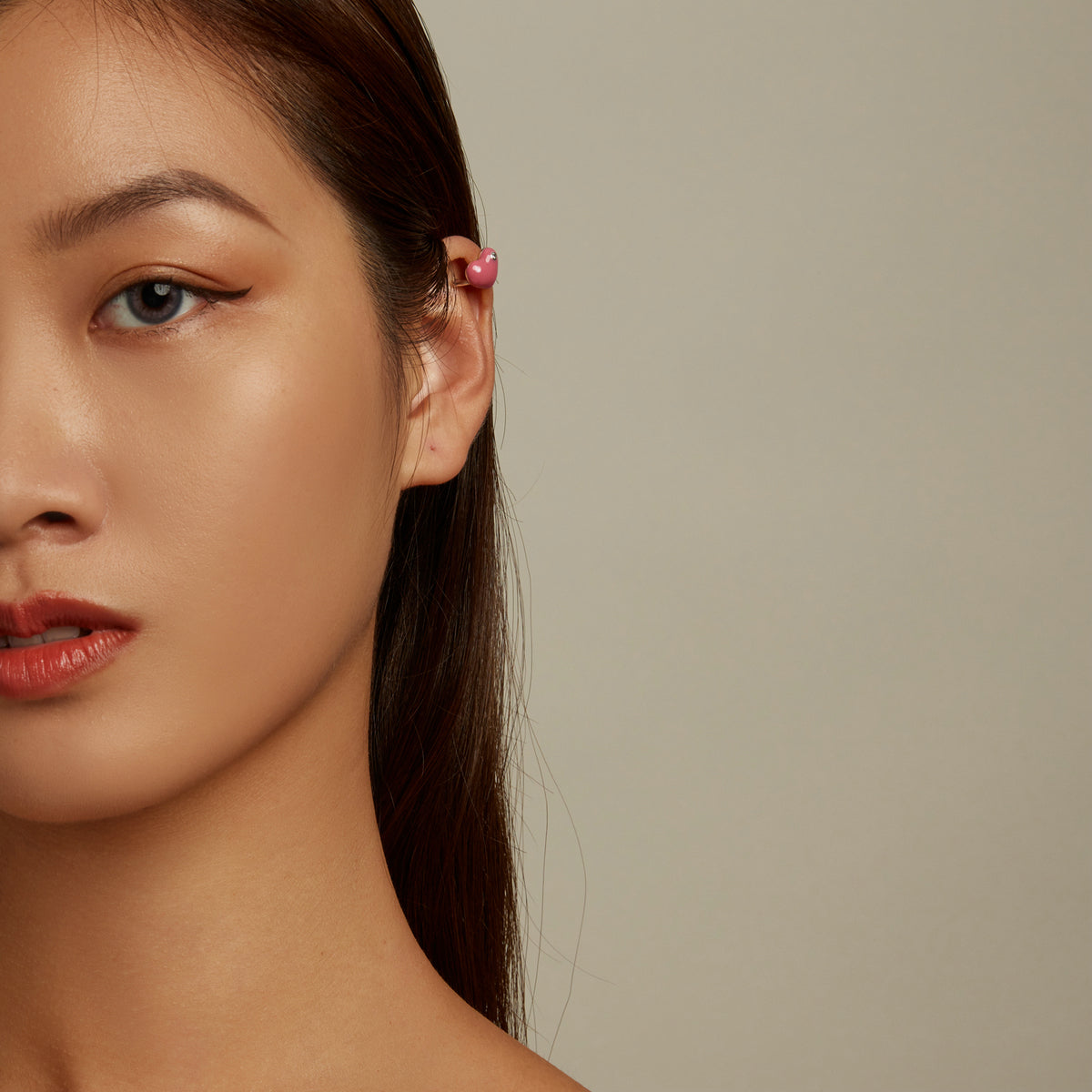 925 Sterling Silver Earrings with Pavé CZ & Enamel, 1.0*1.3cm, for Women