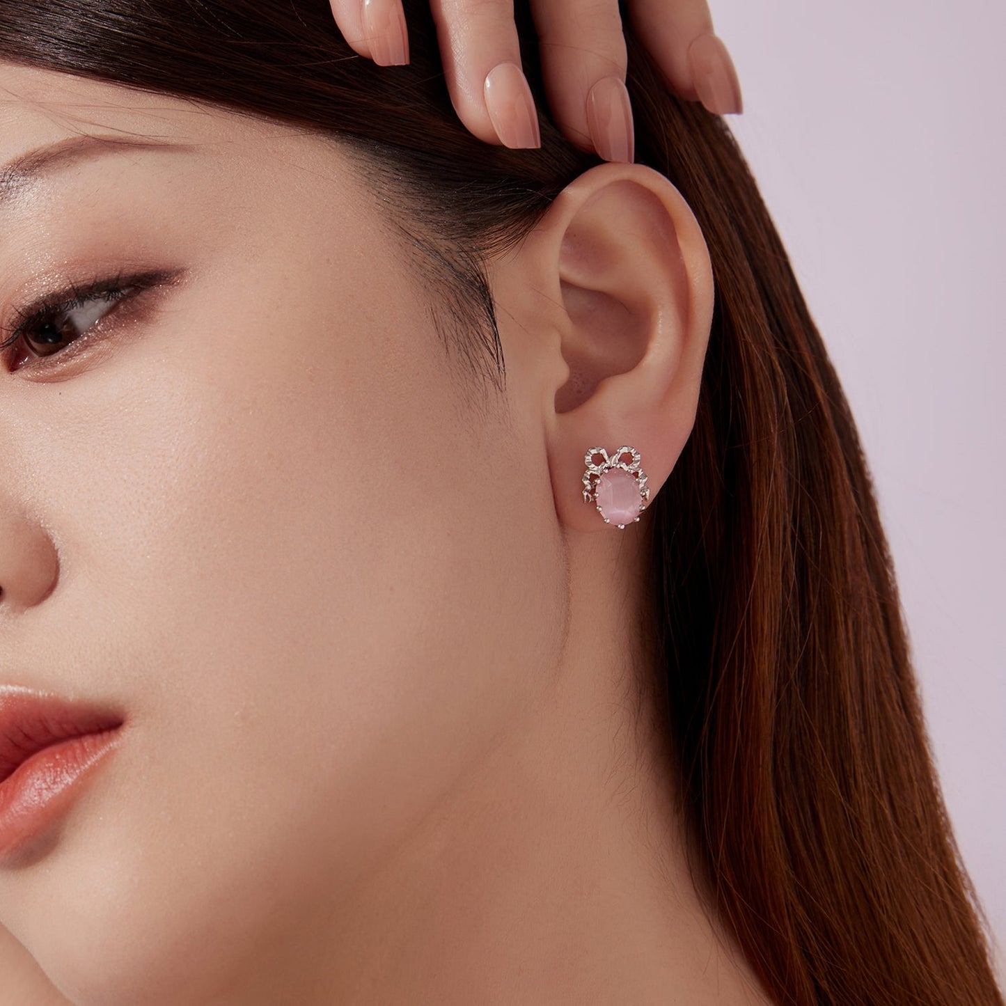 925 Sterling Silver White Gold Plated Earrings with Transparent Glass, 1.6x1.2cm for Women