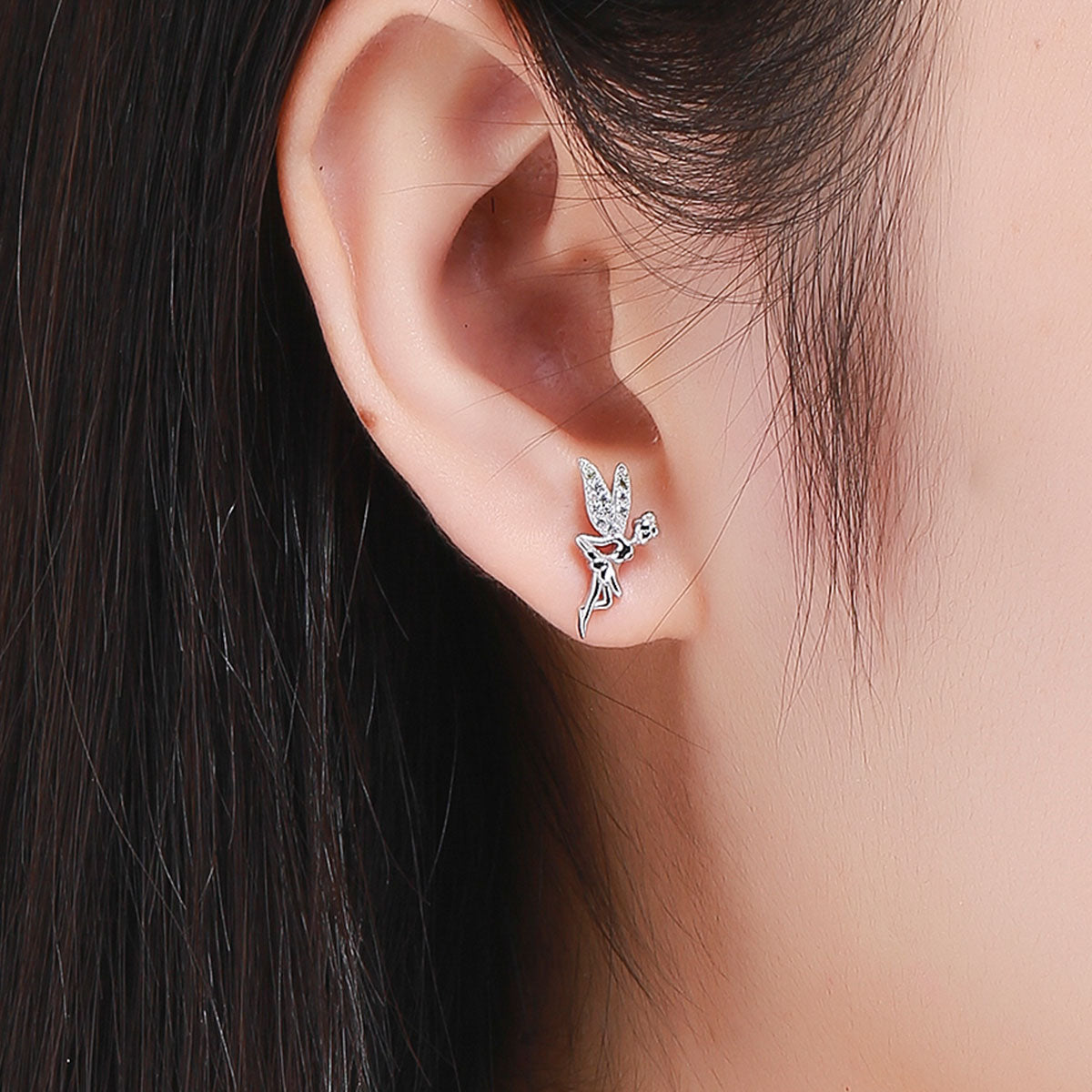 925 Sterling Silver Stud Earrings with CZ, 1.2 x 1.5cm & 1.5 x 0.9cm, Women