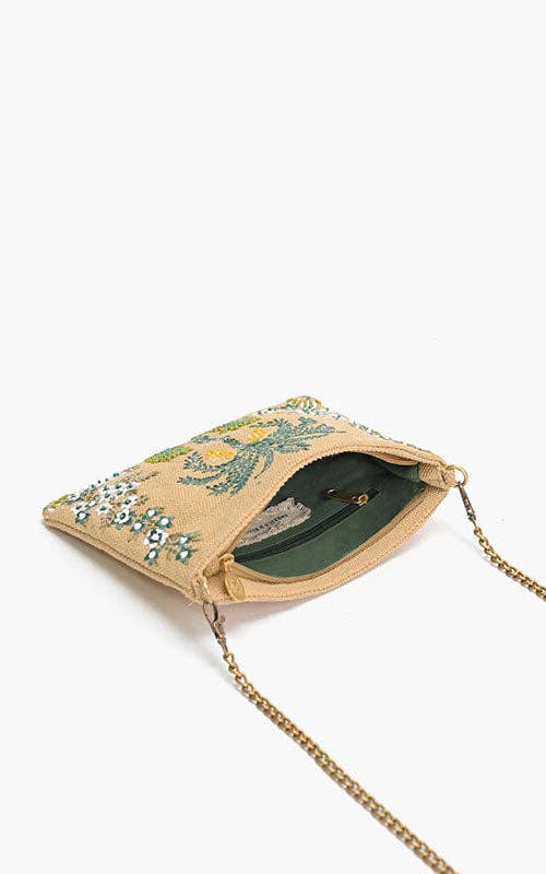 Desert Oasis Embellished Clutch – Luxe Handwoven Jacquard