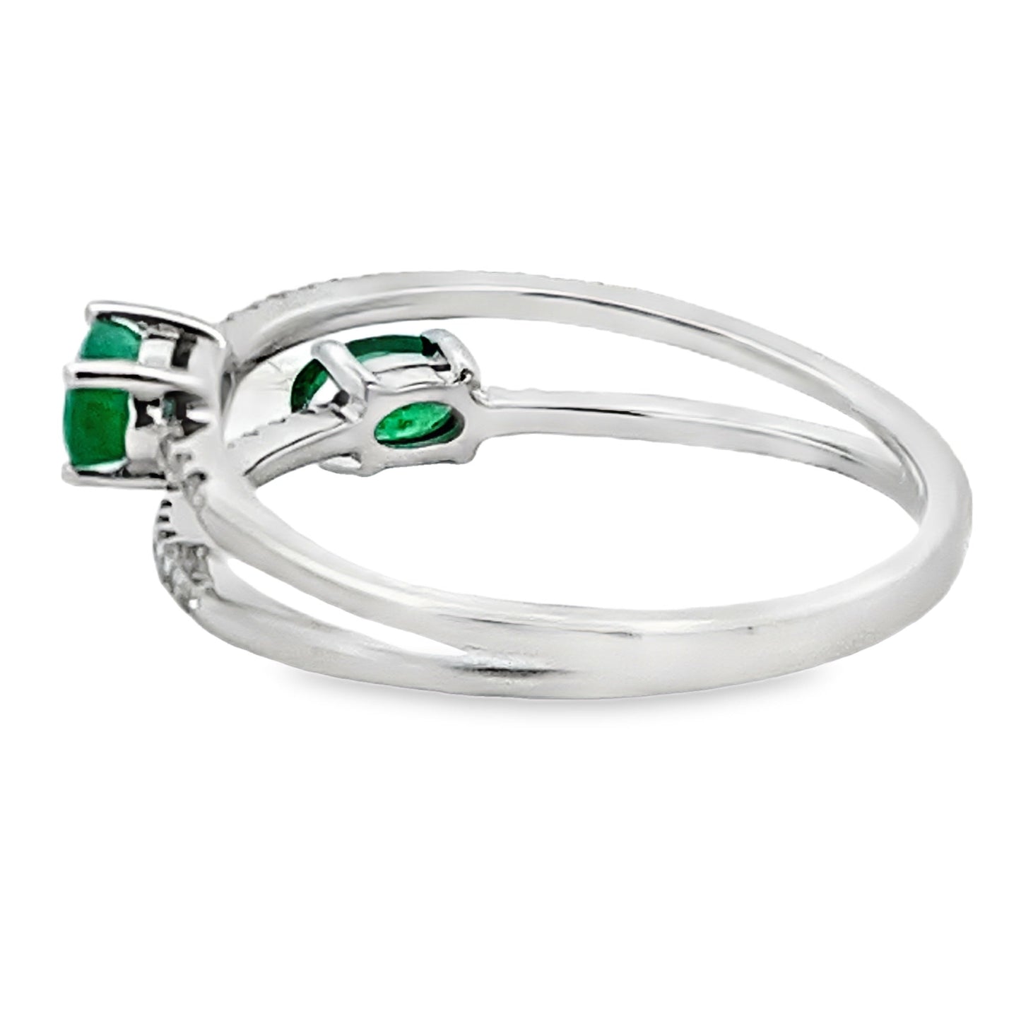 Genuine .57ct Emerald Diamond Ring 14KT White Gold