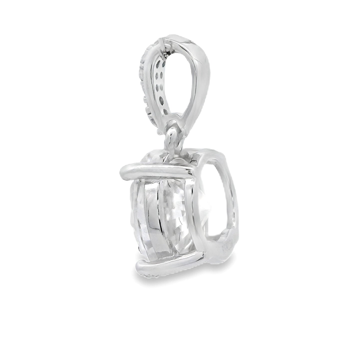 Natural 3.00ct Moissanite Pendant Sterling Silver