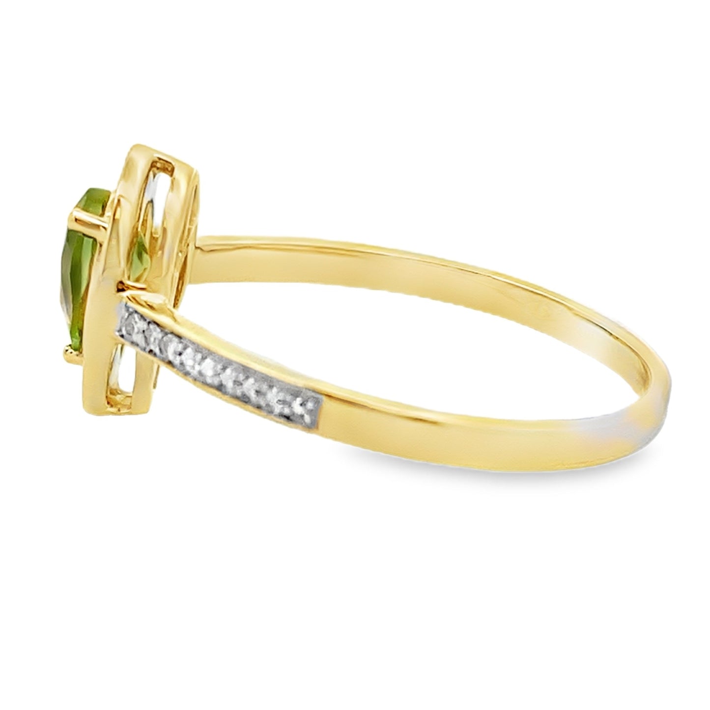 Genuine .50ct Peridot Diamond Ring 10KT Yellow Gold