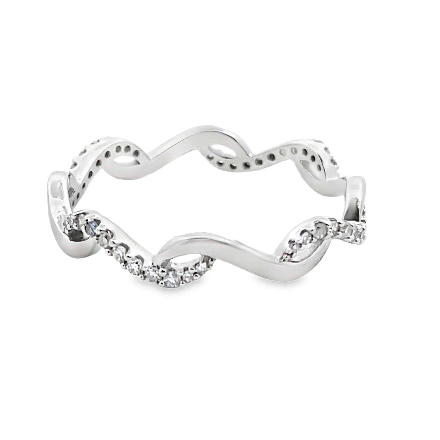 Genuine .17ct Diamond Wedding Band Ring 14KT White Gold