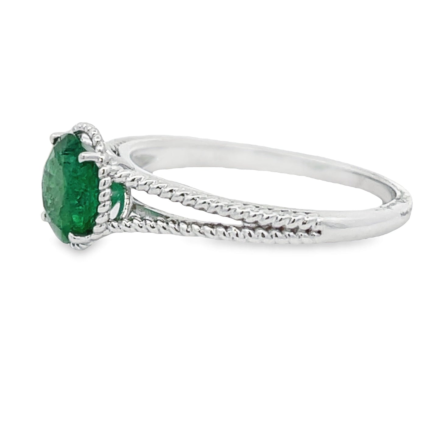 Genuine 1.28ct Emerald 14KT White Gold