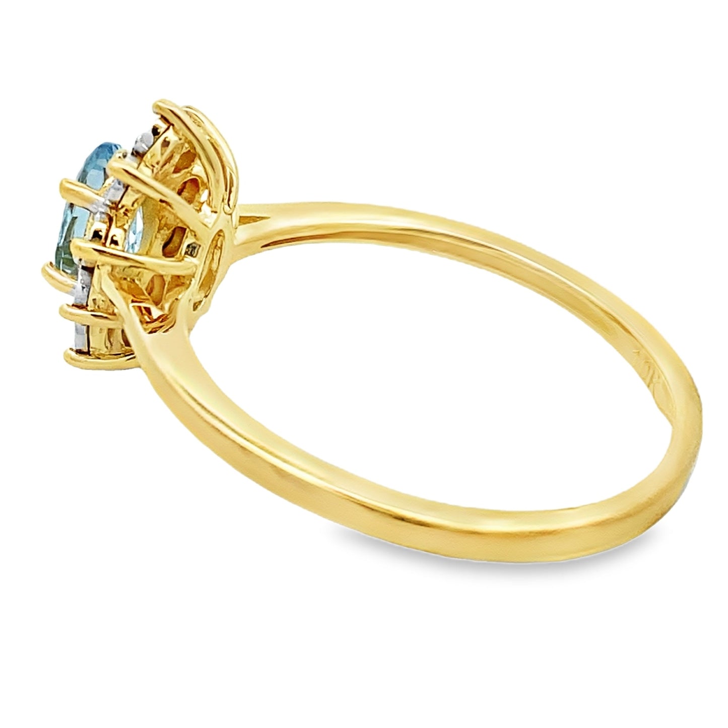Genuine .43ct Aquamarine Diamond Ring 10KT Yellow Gold