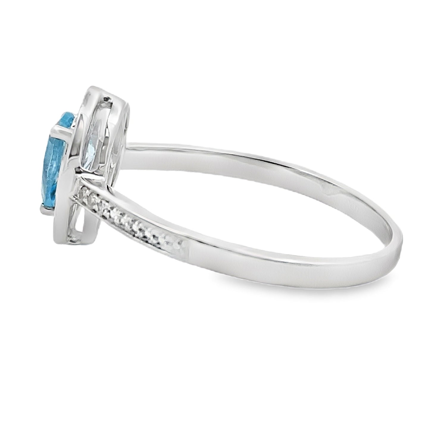 Natural .54ct Blue Topaz Diamond Ring 10KT White Gold
