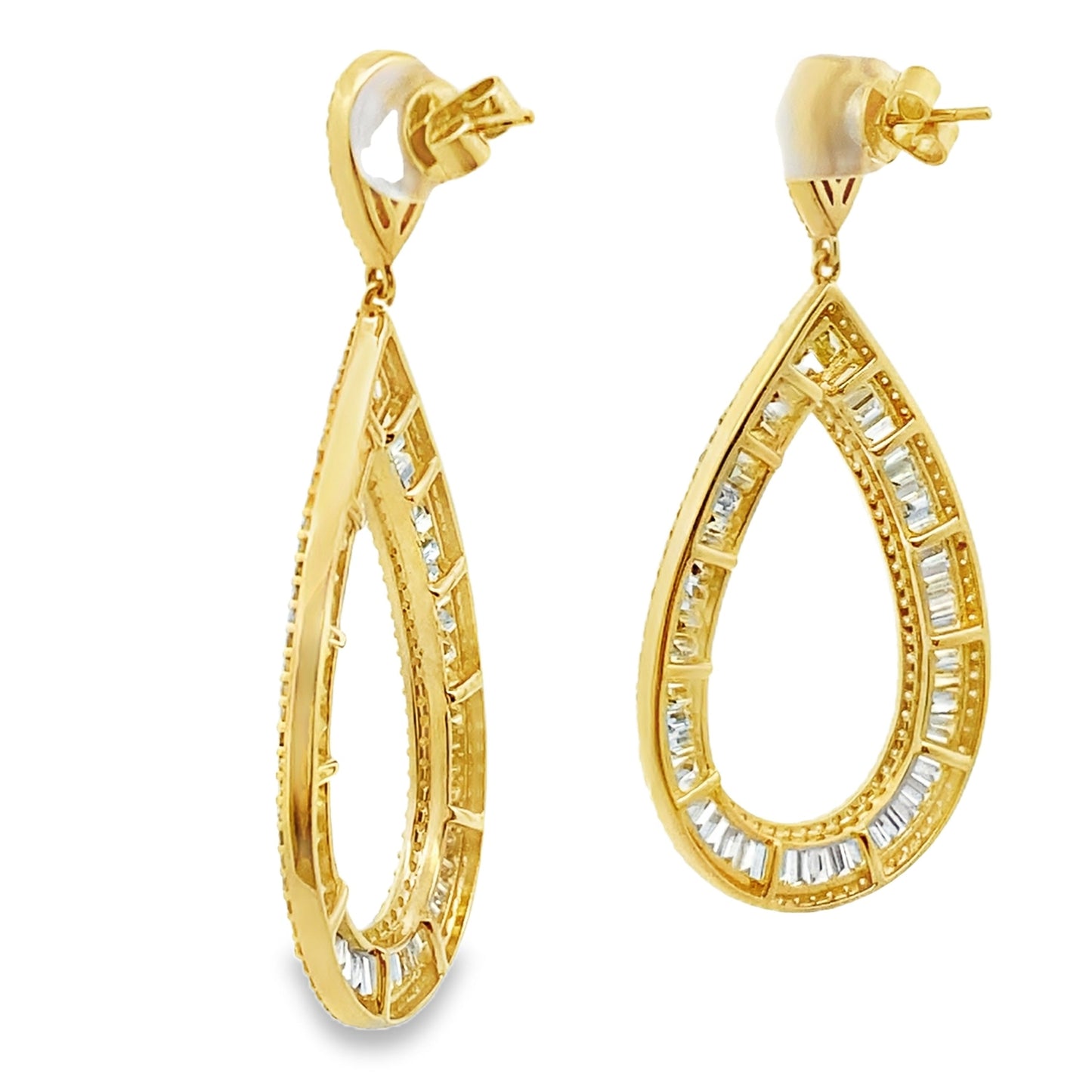Genuine 8.65ct Diamond Dangle Earrings 18KT Yellow Gold