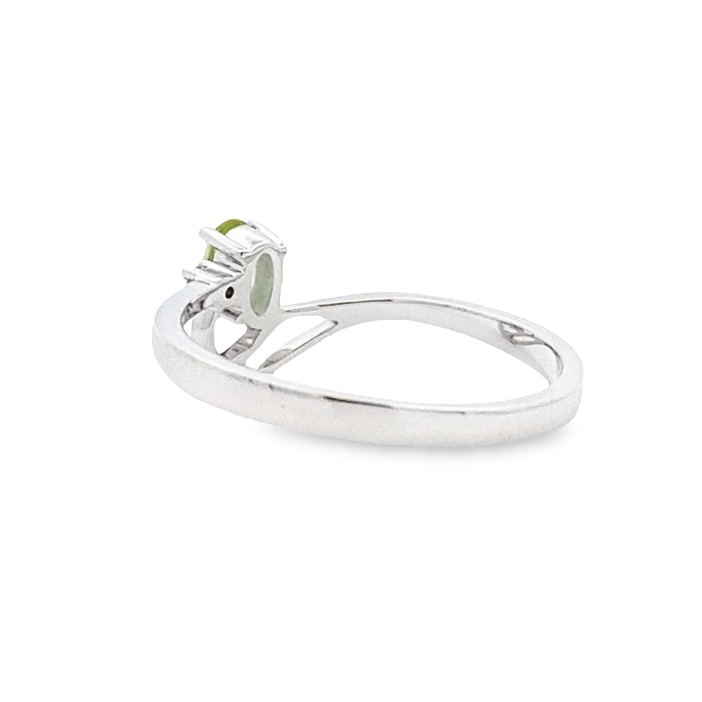 Natural .02ct Peridot Diamond Ring 10KT White Gold