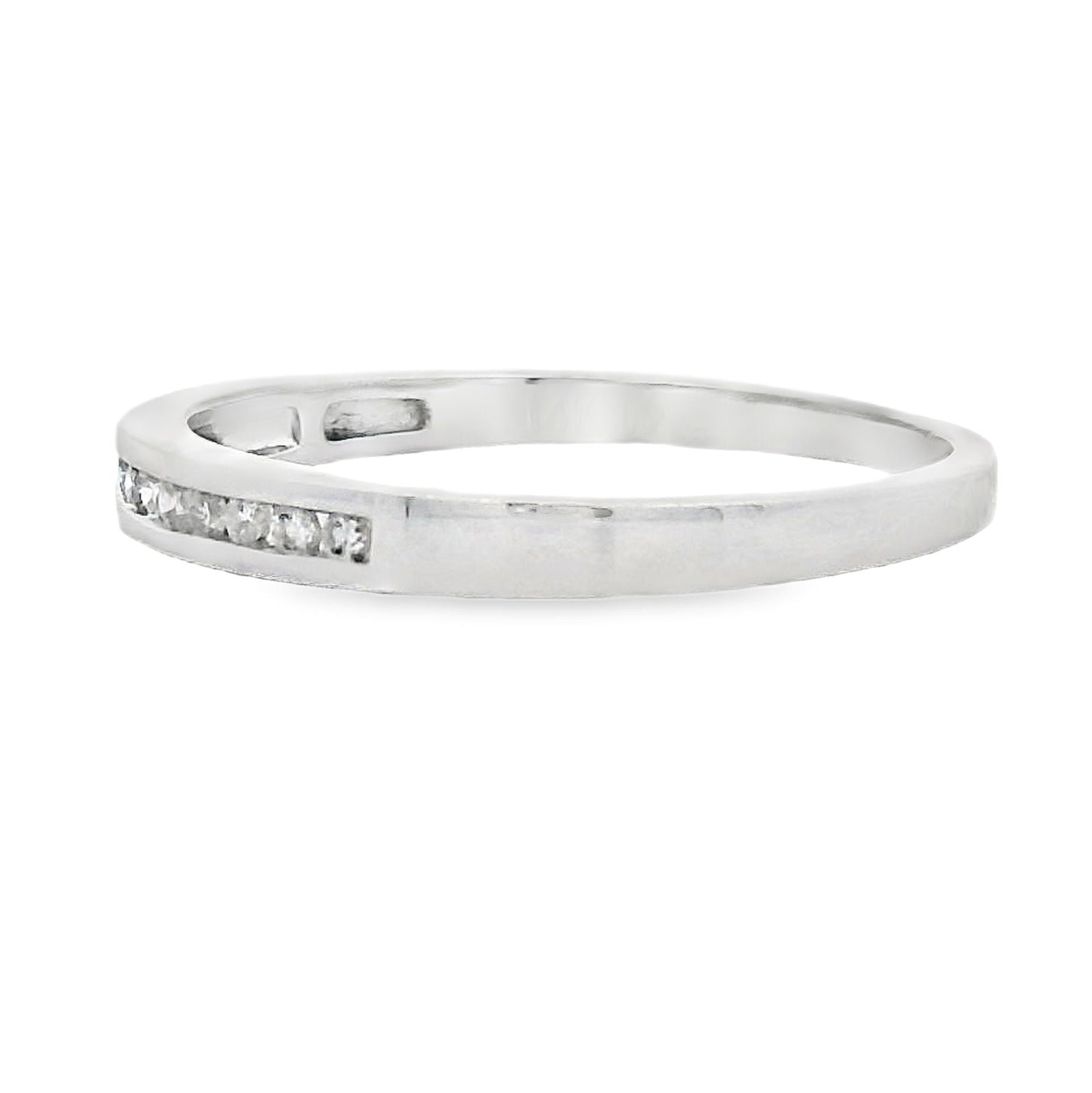 Genuine .11ct Diamond Wedding Band Ring 14KT White Gold