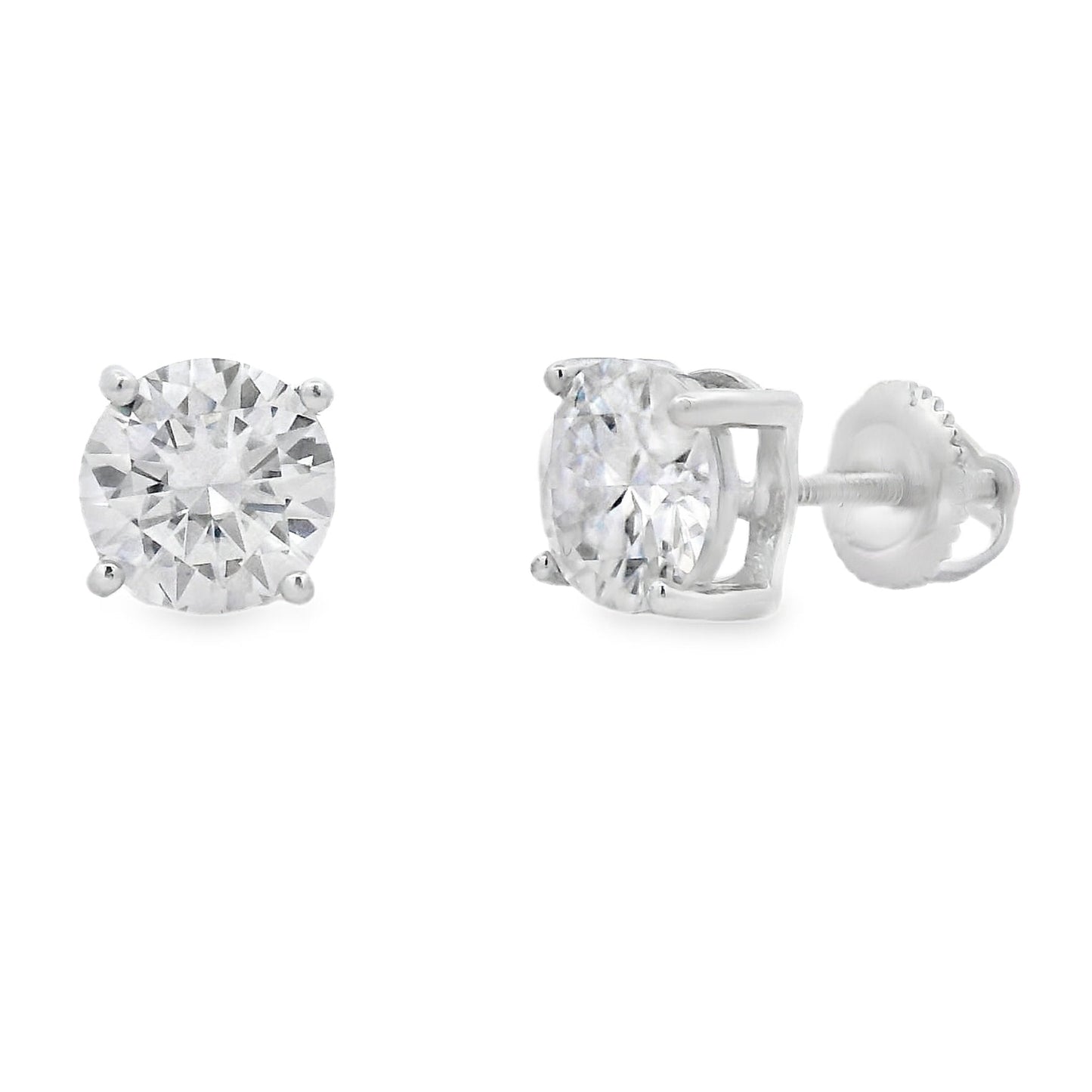 Genuine 2.40ct Moissanite Stud Earrings Sterling Silver