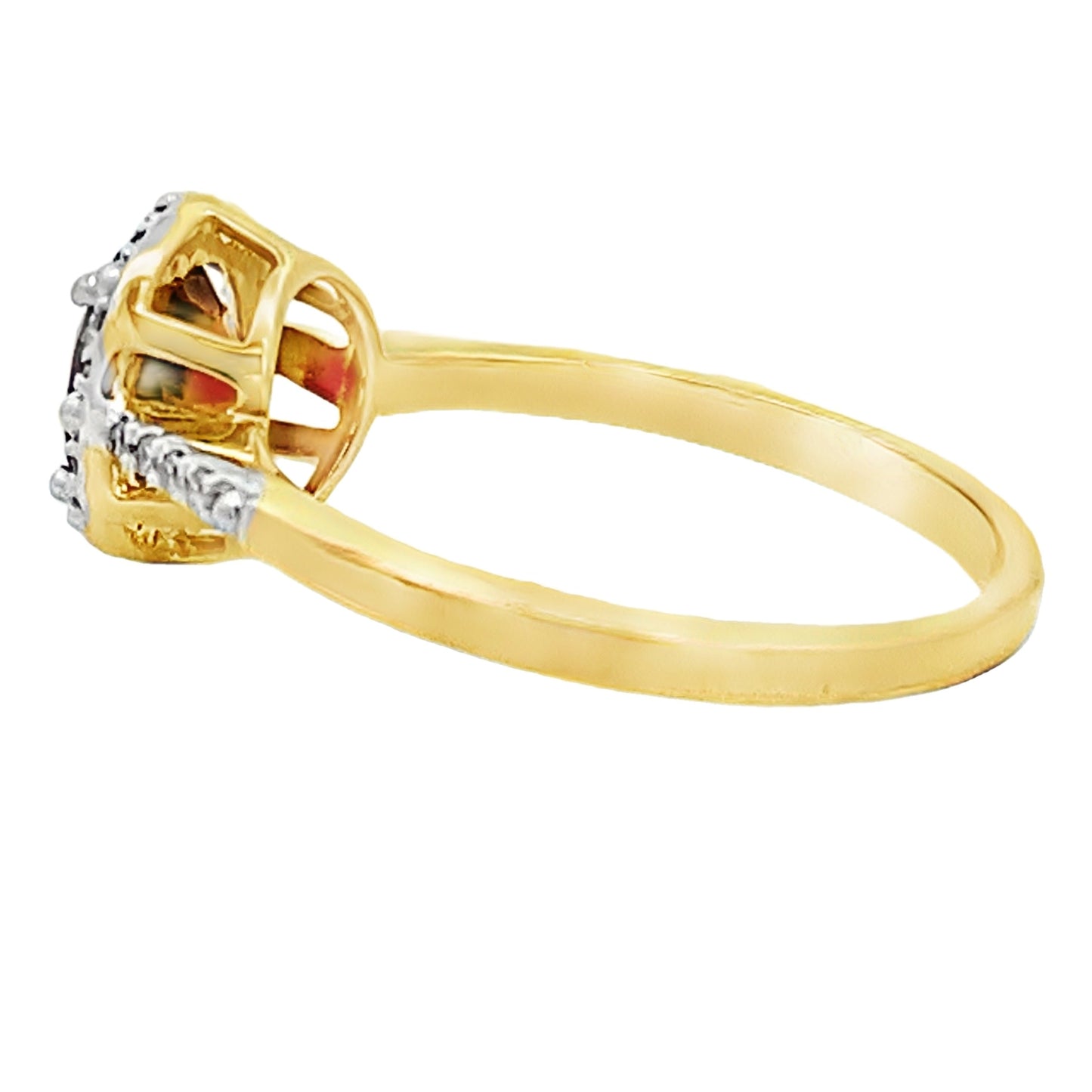 Natural 1.75ct Garnet Diamond Ring 10KT Yellow Gold