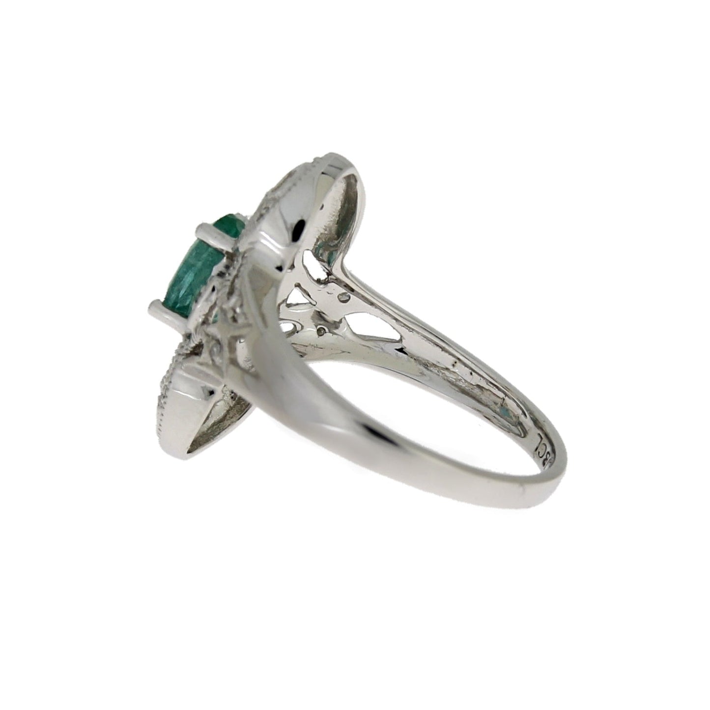 Genuine .70ct Emerald Diamond Ring 10KT White Gold