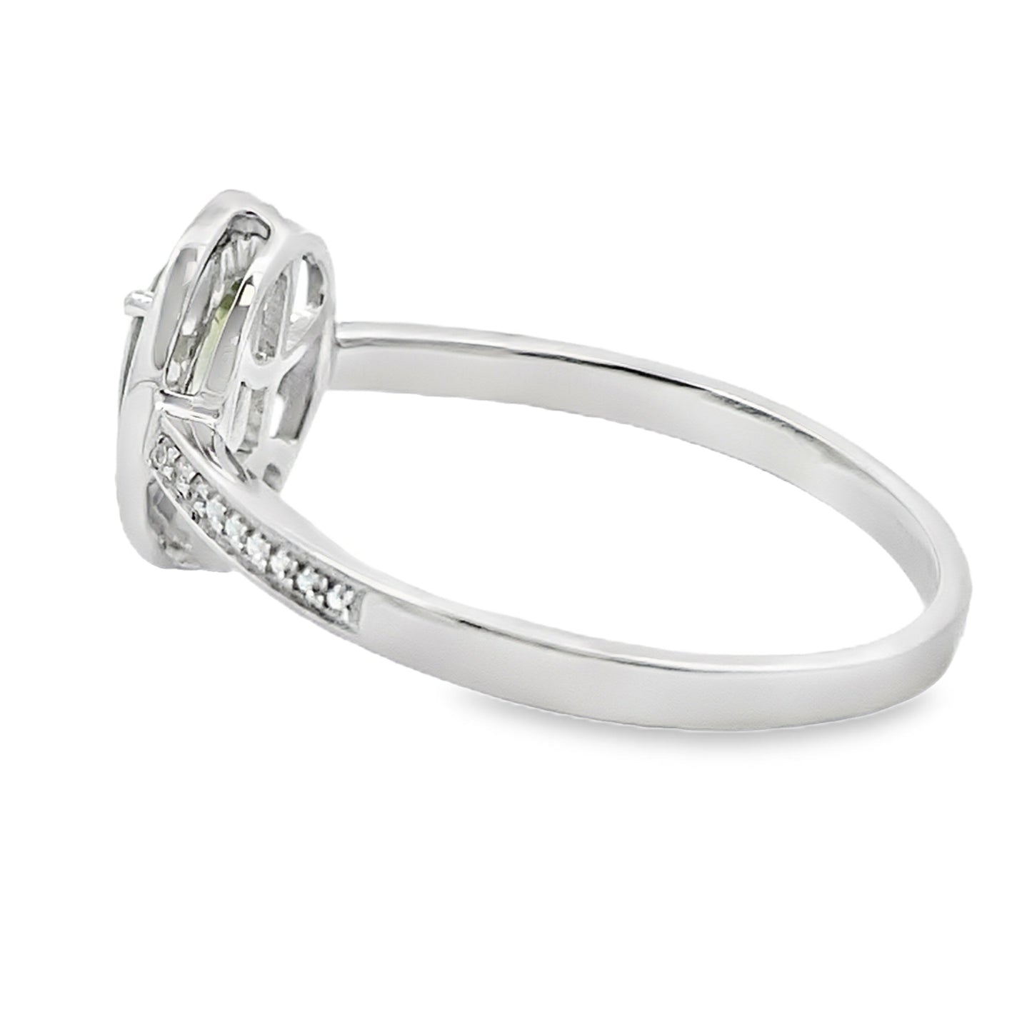Natural .50ct Peridot Diamond Ring 10KT White Gold