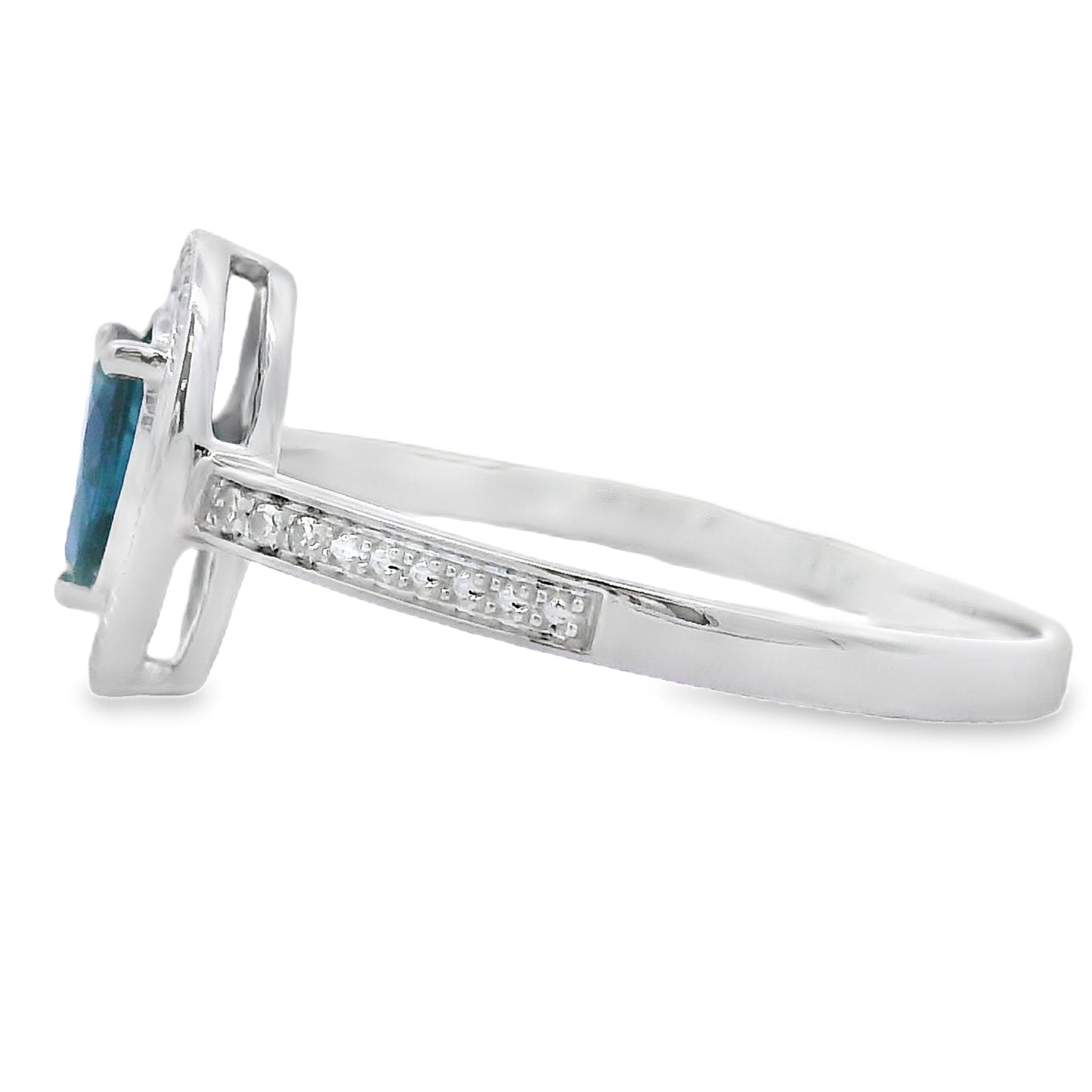 Genuine .54ct Sapphire Diamond Ring 10KT White Gold