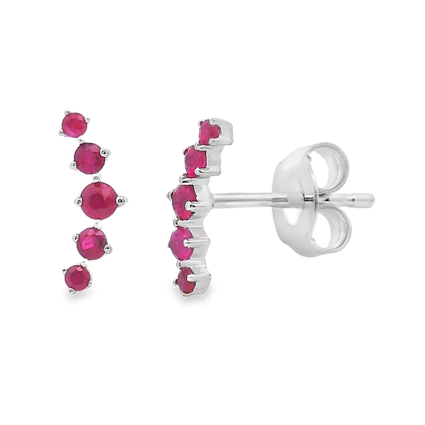 Genuine .24ct Ruby Earrings 14KT White Gold
