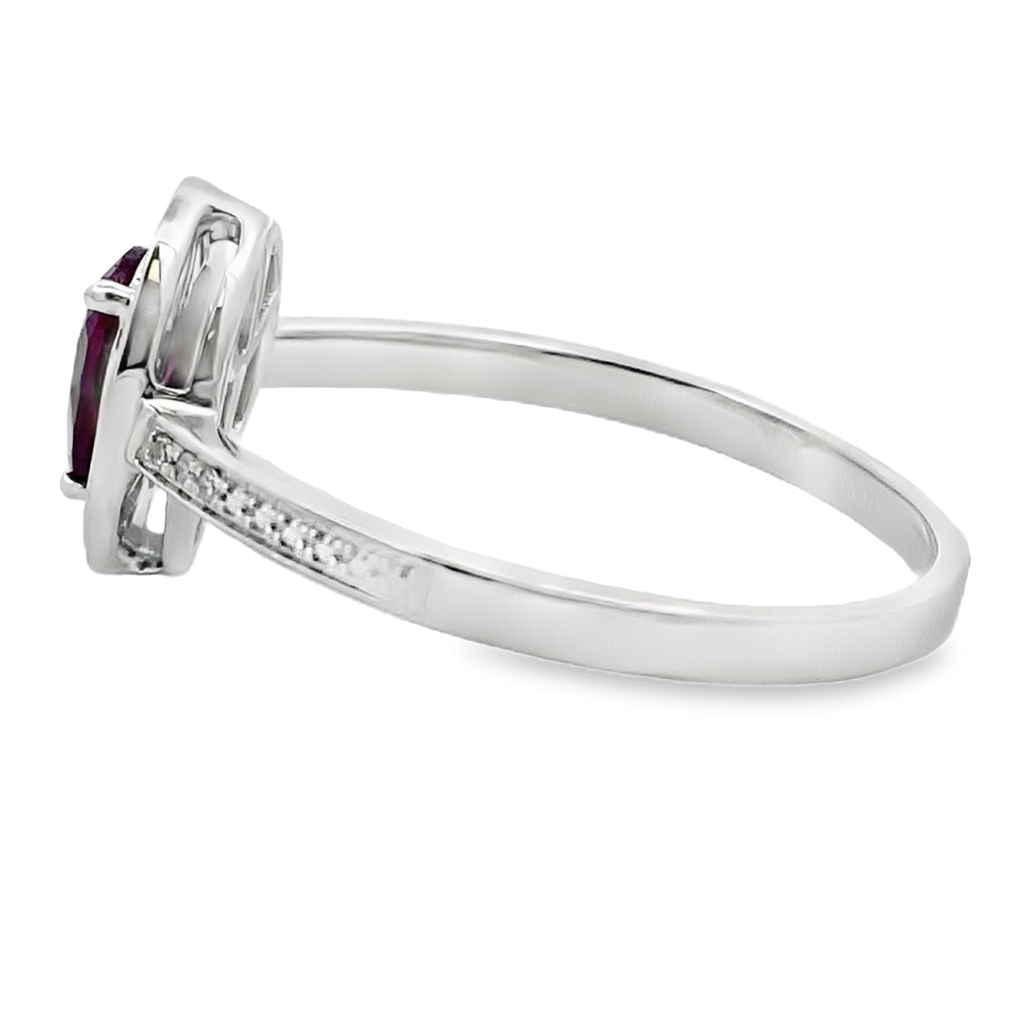 Natural .56ct Garnet Diamond Ring 10KT White Gold