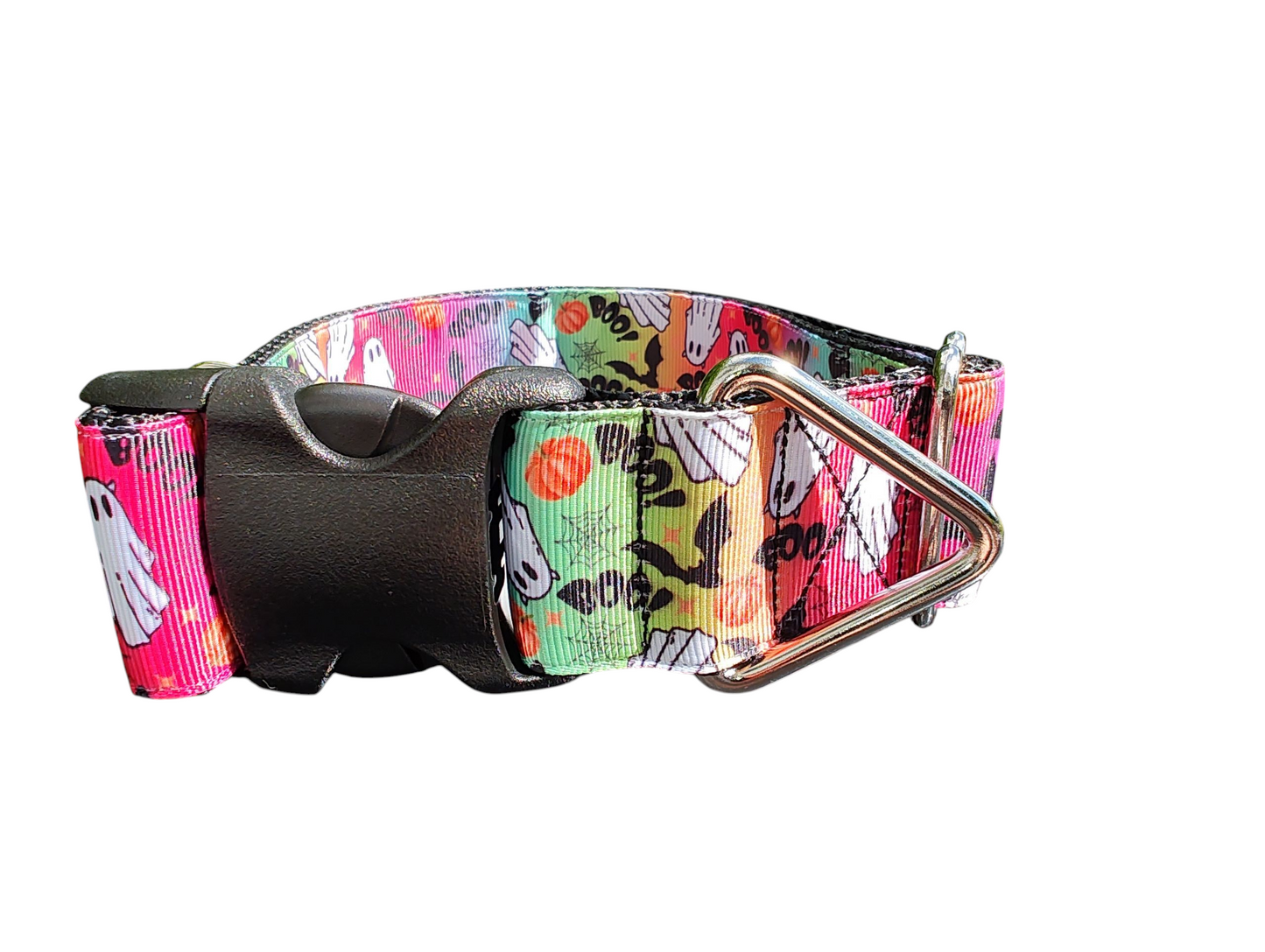 1.5" Wide Rainbow Ghosts Nylon Dog Collar