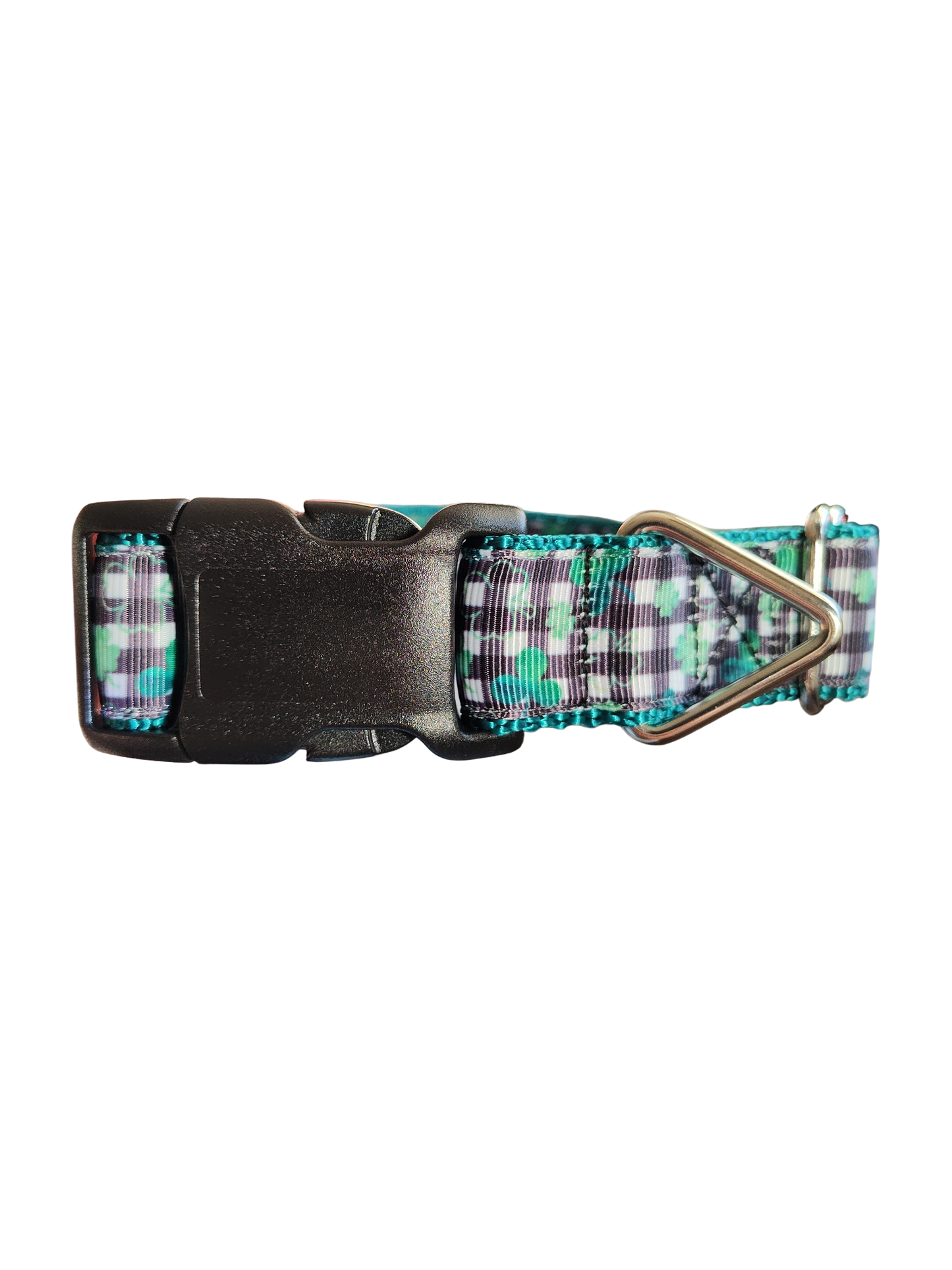 Gingham Clover Nylon Dog Collar
