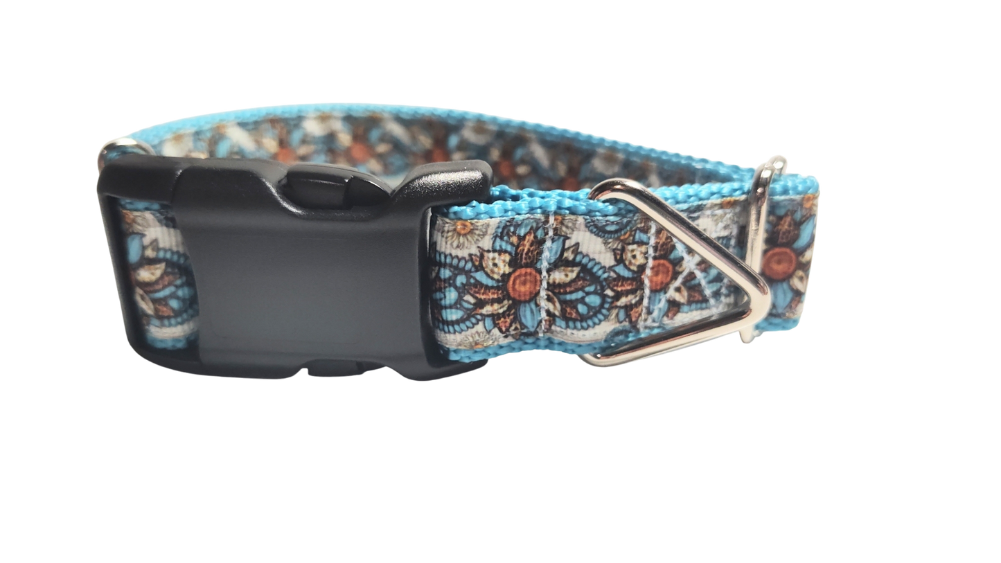 Western Floral Nylon Dog Collar