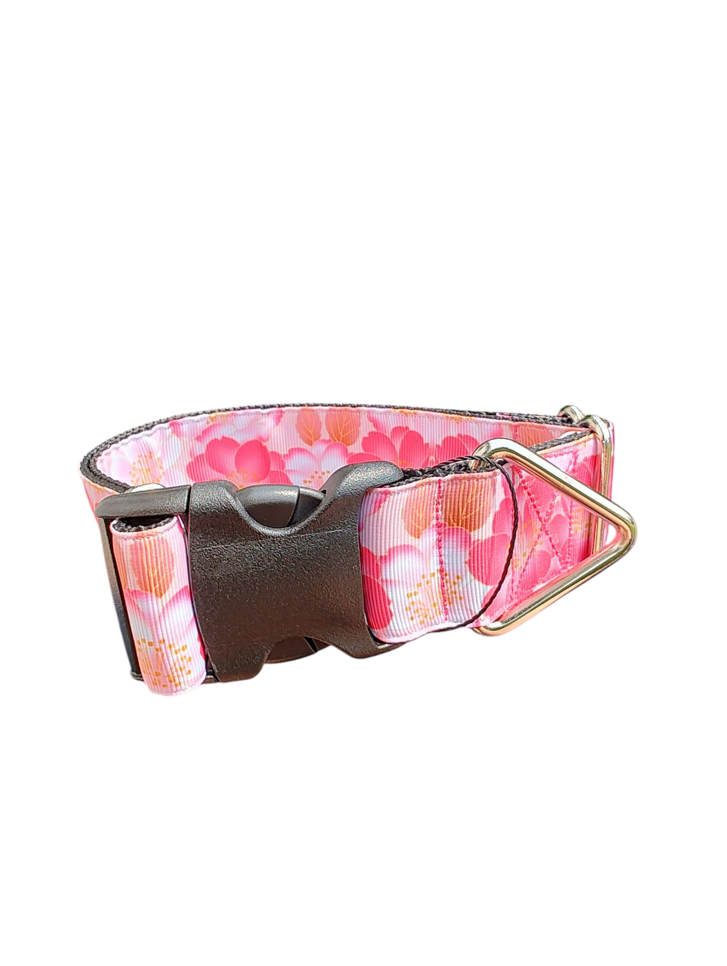 1.5" Wide Pink Flowers Nylon Dog Collar