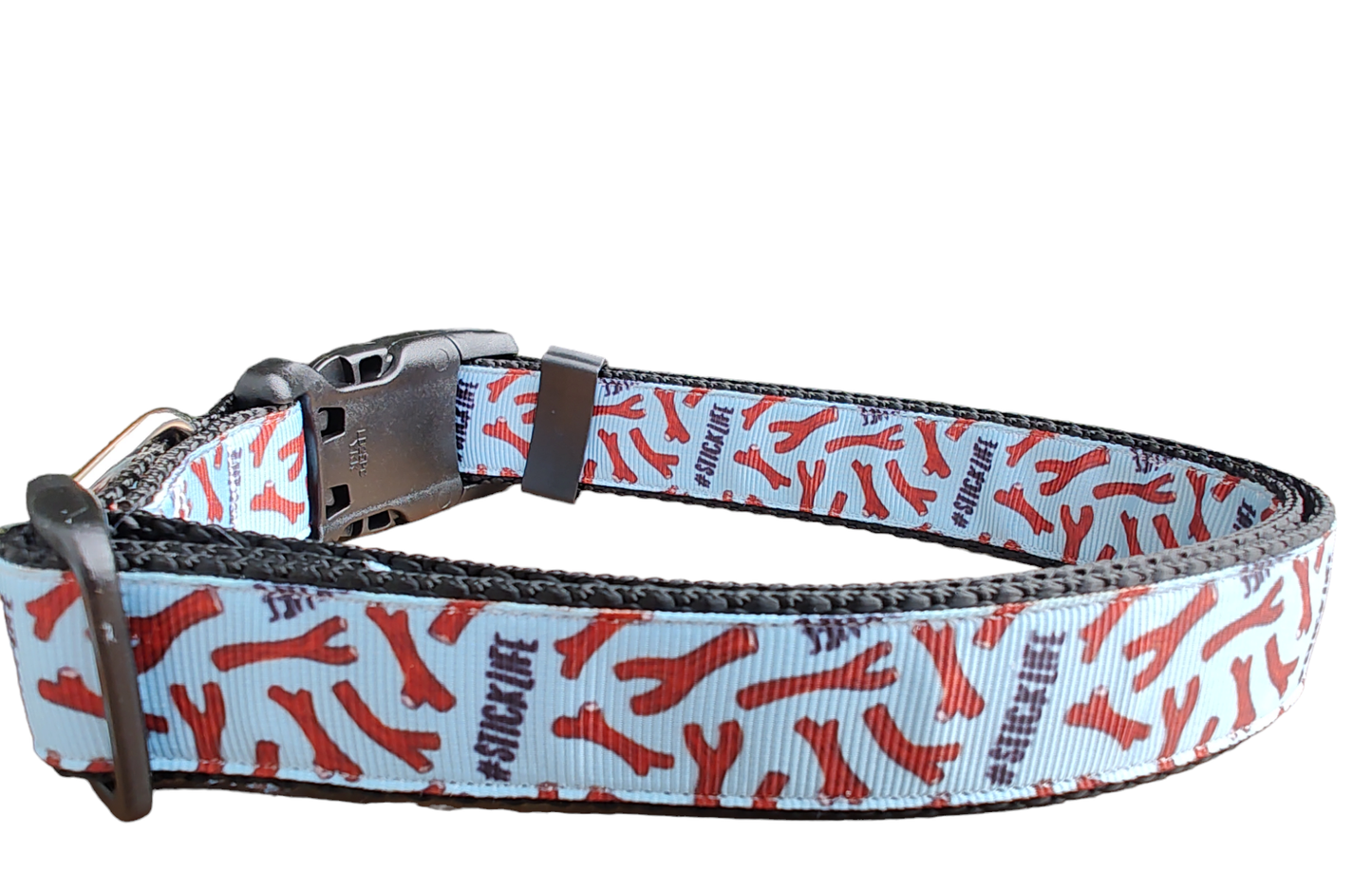 # Stick Life Black Nylon Dog Collar MD, LG, XL, Leash