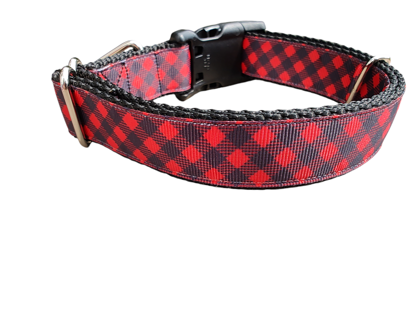 Buffalo Check Plaid Nylon Dog Collar