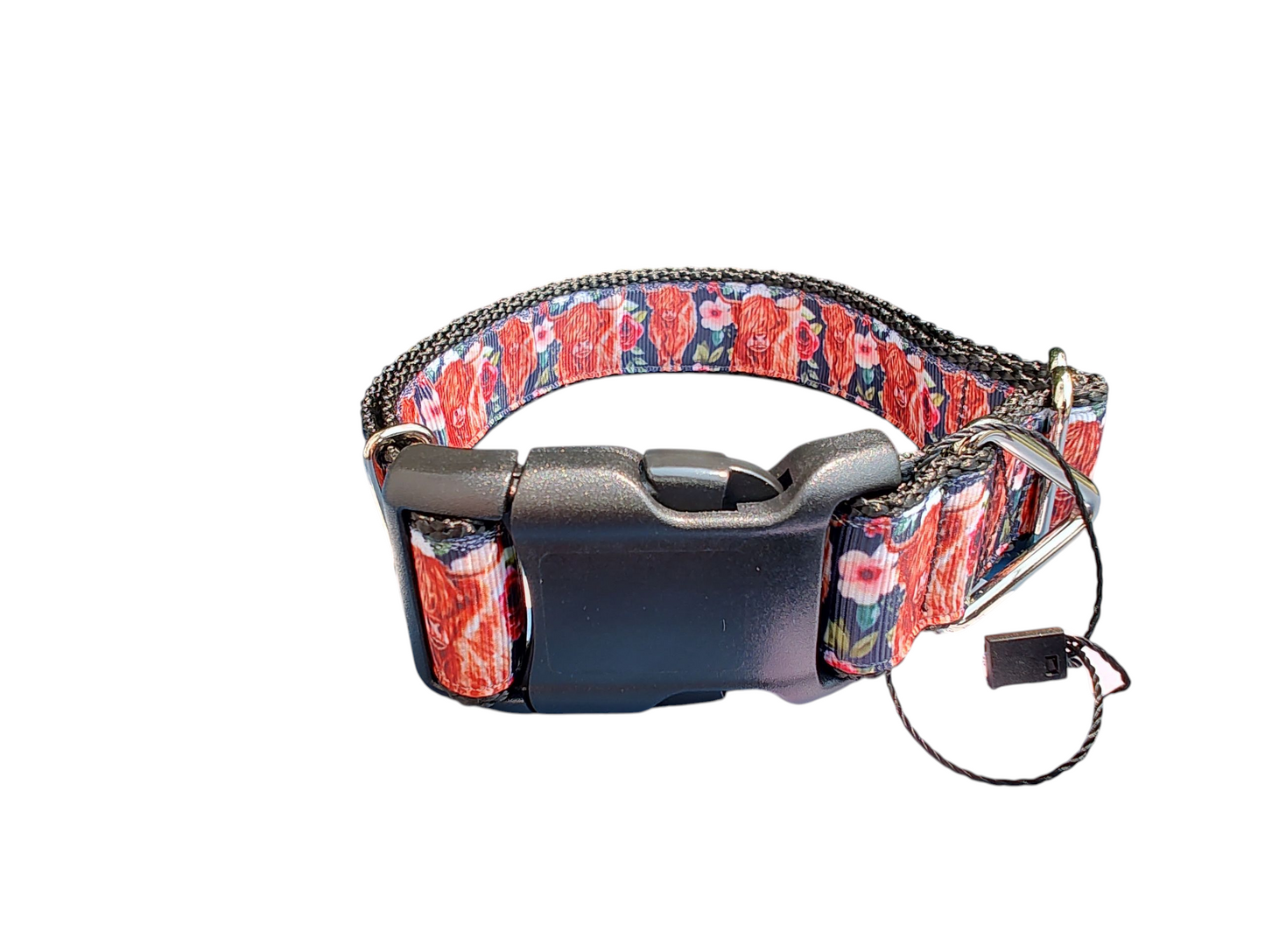 Western Highland Cow Flowers 2 Nylon Dog Collar
