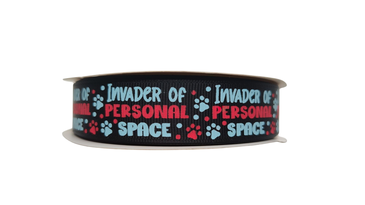 Invader of Personal Space Black Nylon Dog Collar