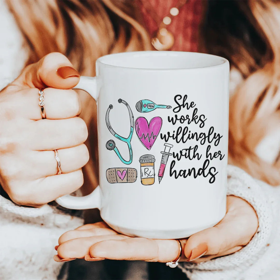 She Works Willingly With Her Hands Ceramic Mug 15 oz