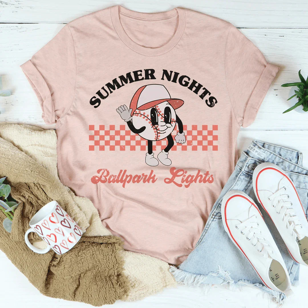 Summer Nights Ballpark Lights Tee