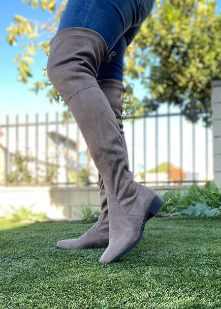 Over the Knee Taupe Boots: Twigg
