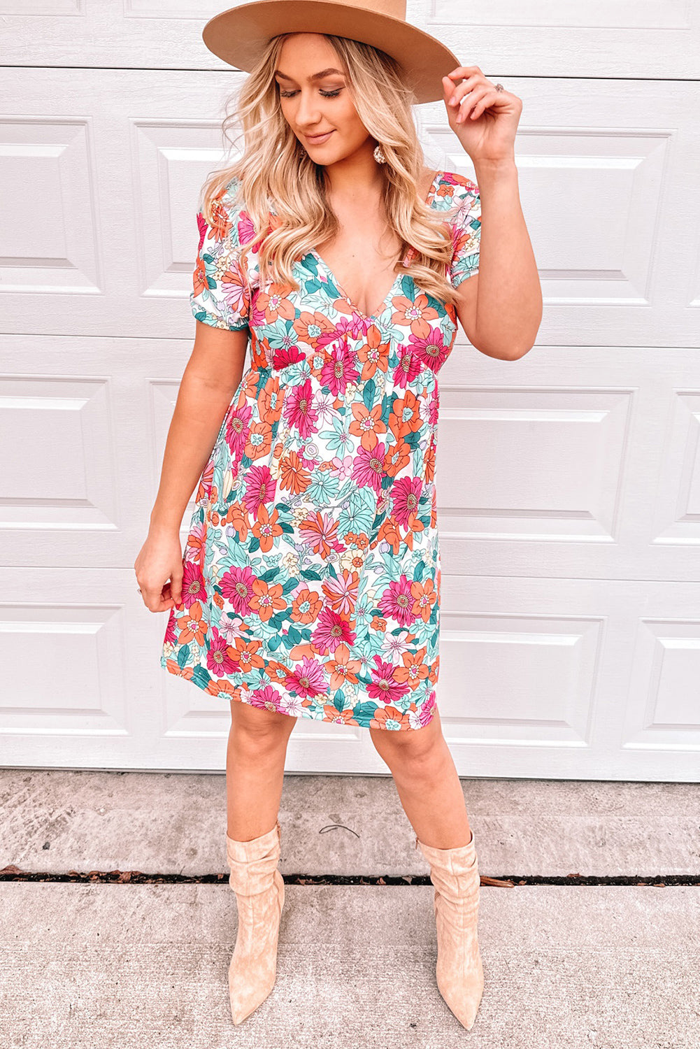 Floral Print Tie Back Dress