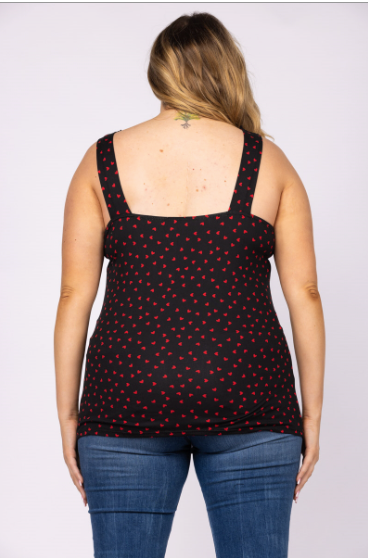 Noir Black with Red Hearts Tank